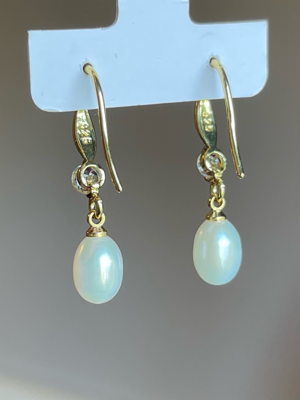 Freshwater Pearl Drop Earrings with 925 Sterling Silver Hooks - Picture 4 of 5